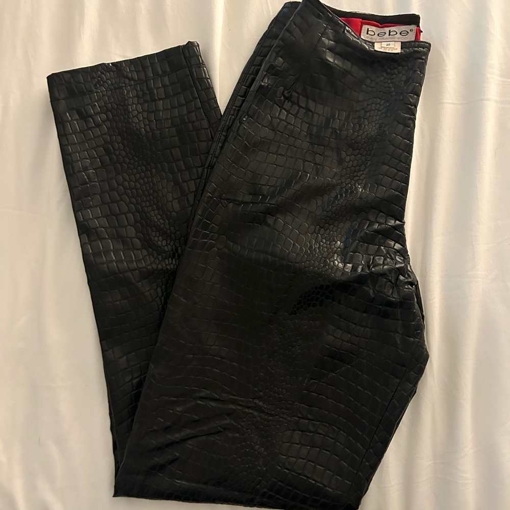 Bebe Black Crocodile Print Pants